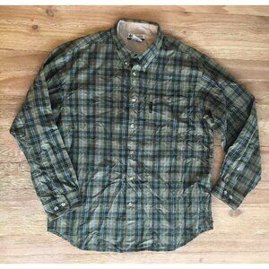 COLUMBIA Sportswear Mens Size L Casual Button Down Shirt Long Sleeve Green Plaid